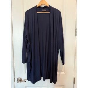 Q/Neel Nordic Design Navy Blue Open Front Duster Cardigan Womens Size 10 Large